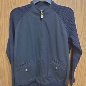 St John Sport by Marie Gray Gold zip up Jacket Black Sz M. In Great Condition